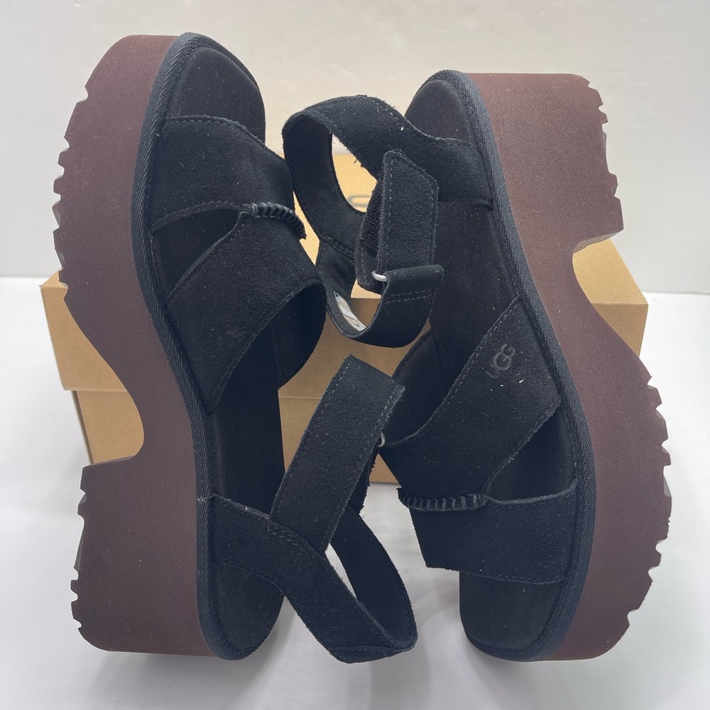 UGG WMNS10 Lug Sole NEW HEIGHTS Suede ANKLE STRAP Platform Heeled Sandals
Black - Picture 9 of 16